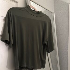 SHEIN Olive Green Mock Neck Top